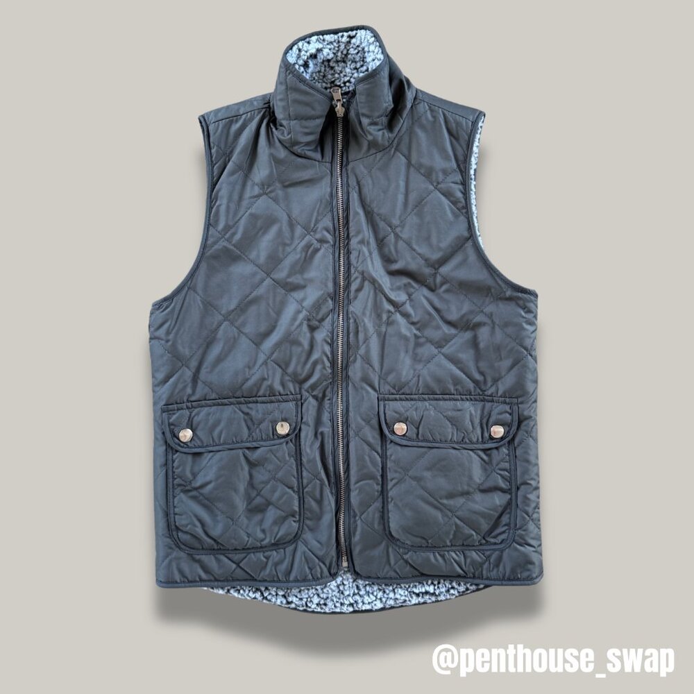 Reversible Olive Green and Sherpa Vest, Size S